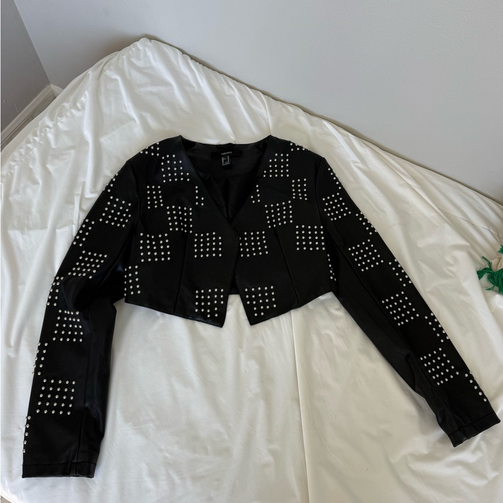 Forever 21 Black Studded Leather Jacket